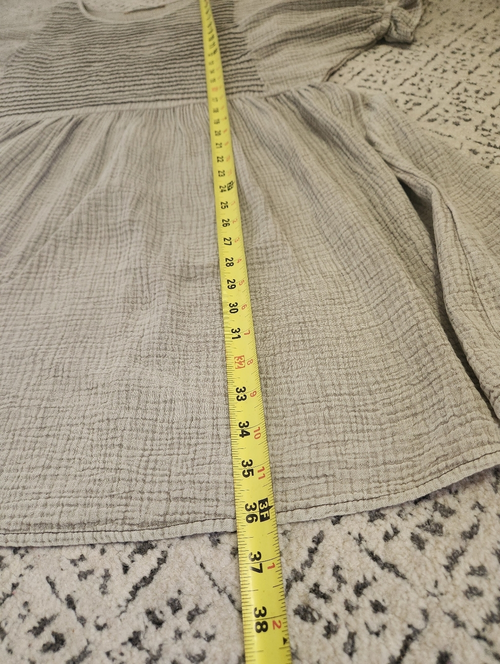 Three Bird Nest Mini Dress Quinn Puff Sleeve Oatmeal Boho Peasant Oversized S - Picture 13 of 16